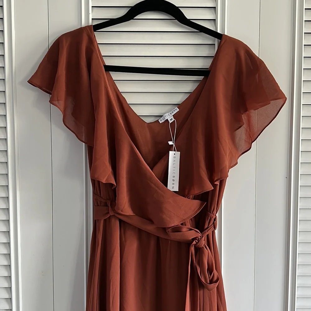 Katya Ruffle Maxi Dress color Rust -Medium - Picture 2 of 5